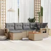 Image de Vidaxl Salon De Jardin Avec Coussins 7 Pcs Beige RÃ©sine TressÃ©e