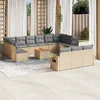 Image de Vidaxl Salon De Jardin Avec Coussins 14 Pcs Beige RÃ©sine TressÃ©e