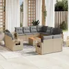 Image de Vidaxl Salon De Jardin Avec Coussins 12 Pcs Beige RÃ©sine TressÃ©e