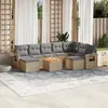 Image de Vidaxl Salon De Jardin Avec Coussins 10 Pcs Beige RÃ©sine TressÃ©e