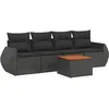 Image de Vidaxl Salon De Jardin 5 Pcs Avec Coussins Noir RÃ©sine TressÃ©e