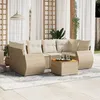 Image de Vidaxl Salon De Jardin Avec Coussins 7 Pcs Beige RÃ©sine TressÃ©e