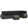 Image de Vidaxl Salon De Jardin 7 Pcs Avec Coussins Noir RÃ©sine TressÃ©e