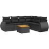 Image de Vidaxl Salon De Jardin 7 Pcs Avec Coussins Noir RÃ©sine TressÃ©e