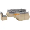 Image de Vidaxl Salon De Jardin Avec Coussins 9 Pcs Beige RÃ©sine TressÃ©e