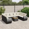 Image de Vidaxl Salon De Jardin 10 Pcs Avec Coussins Noir RÃ©sine TressÃ©e