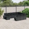 Image de Vidaxl Salon De Jardin 11 Pcs Avec Coussins Noir RÃ©sine TressÃ©e
