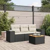 Image de Vidaxl Salon De Jardin 4 Pcs Avec Coussins Noir RÃ©sine TressÃ©e