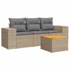 Image de Vidaxl Salon De Jardin Avec Coussins 4 Pcs Beige RÃ©sine TressÃ©e