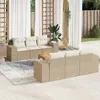 Image de Vidaxl Salon De Jardin Avec Coussins 7 Pcs Beige RÃ©sine TressÃ©e