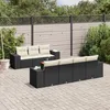 Image de Vidaxl Salon De Jardin 8 Pcs Avec Coussins Noir RÃ©sine TressÃ©e
