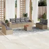 Image de Vidaxl Salon De Jardin Avec Coussins 9 Pcs Beige RÃ©sine TressÃ©e