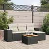 Image de Vidaxl Salon De Jardin 5 Pcs Avec Coussins Noir RÃ©sine TressÃ©e