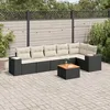 Image de Vidaxl Salon De Jardin 7 Pcs Avec Coussins Noir RÃ©sine TressÃ©e