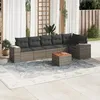 Image de Vidaxl Salon De Jardin Avec Coussins 7 Pcs Gris RÃ©sine TressÃ©e