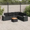 Image de Vidaxl Salon De Jardin 7 Pcs Avec Coussins Noir RÃ©sine TressÃ©e