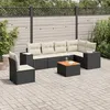 Image de Vidaxl Salon De Jardin 7 Pcs Avec Coussins Noir RÃ©sine TressÃ©e
