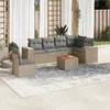 Image de Vidaxl Salon De Jardin Avec Coussins 7 Pcs Beige RÃ©sine TressÃ©e