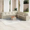 Image de Vidaxl Salon De Jardin Avec Coussins 10 Pcs Beige RÃ©sine TressÃ©e