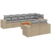 Image de Vidaxl Salon De Jardin Avec Coussins 9 Pcs Beige RÃ©sine TressÃ©e