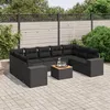 Image de Vidaxl Salon De Jardin 10 Pcs Avec Coussins Noir RÃ©sine TressÃ©e