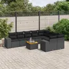 Image de Vidaxl Salon De Jardin 10 Pcs Avec Coussins Noir RÃ©sine TressÃ©e
