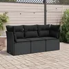 Image de Vidaxl Salon De Jardin 3 Pcs Avec Coussins Noir RÃ©sine TressÃ©e