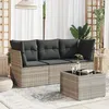 Image de Vidaxl Salon De Jardin 4 Pcs Avec Coussins Gris Clair RÃ©sine TressÃ©e