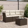 Image de Vidaxl Salon De Jardin 4 Pcs Avec Coussins Marron RÃ©sine TressÃ©e