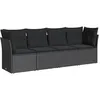 Image de Vidaxl Salon De Jardin 4 Pcs Avec Coussins Noir RÃ©sine TressÃ©e