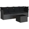 Image de Vidaxl Salon De Jardin 5 Pcs Avec Coussins Noir RÃ©sine TressÃ©e