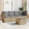 Image de Vidaxl Salon De Jardin Avec Coussins 5 Pcs Beige RÃ©sine TressÃ©e