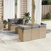 Image de Vidaxl Salon De Jardin Avec Coussins 6 Pcs Beige RÃ©sine TressÃ©e
