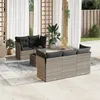 Image de Vidaxl Salon De Jardin 6 Pcs Avec Coussins Gris Clair RÃ©sine TressÃ©e