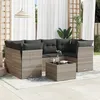 Image de Vidaxl Salon De Jardin Avec Coussins 7 Pcs Gris Clair RÃ©sine TressÃ©e