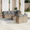 Image de Vidaxl Salon De Jardin Avec Coussins 8 Pcs Beige RÃ©sine TressÃ©e