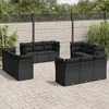 Image de Vidaxl Salon De Jardin 12 Pcs Avec Coussins Noir RÃ©sine TressÃ©e