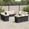 Image de Vidaxl Salon De Jardin 12 Pcs Avec Coussins Noir RÃ©sine TressÃ©e