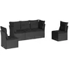 Image de Vidaxl Salon De Jardin 5 Pcs Avec Coussins Noir RÃ©sine TressÃ©e