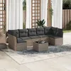 Image de Vidaxl Salon De Jardin 8 Pcs Avec Coussins Gris RÃ©sine TressÃ©e