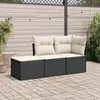 Image de Vidaxl Salon De Jardin 3 Pcs Avec Coussins Noir RÃ©sine TressÃ©e