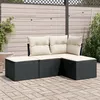 Image de Vidaxl Salon De Jardin 4 Pcs Avec Coussins Noir RÃ©sine TressÃ©e