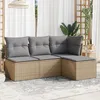 Image de Vidaxl Salon De Jardin Avec Coussins 4 Pcs Beige RÃ©sine TressÃ©e
