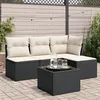 Image de Vidaxl Salon De Jardin 5 Pcs Avec Coussins Noir RÃ©sine TressÃ©e