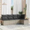 Image de Vidaxl Salon De Jardin 5 Pcs Avec Coussins Gris Clair RÃ©sine TressÃ©e