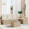 Image de Vidaxl Salon De Jardin Avec Coussins 6 Pcs Beige RÃ©sine TressÃ©e
