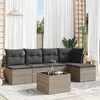 Image de Vidaxl Salon De Jardin 6 Pcs Avec Coussins Gris RÃ©sine TressÃ©e