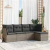 Image de Vidaxl Salon De Jardin 5 Pcs Avec Coussins Gris RÃ©sine TressÃ©e