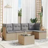 Image de Vidaxl Salon De Jardin Avec Coussins 6 Pcs Beige RÃ©sine TressÃ©e