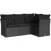 Image de Vidaxl Salon De Jardin 4 Pcs Avec Coussins Noir RÃ©sine TressÃ©e